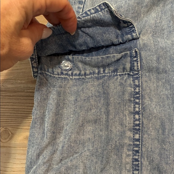 Jane + Delancey Chambray Cargo Jogger Pants Pull on Bungee Lightweight Women M - Picture 4 of 12